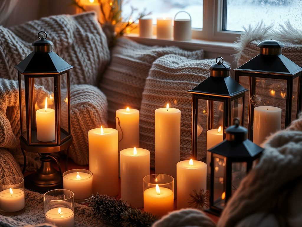 Świece i lampiony zimą we wnętrzu: jak stworzyć przytulną atmosferę i zadbać o bezpieczeństwo użytkowania